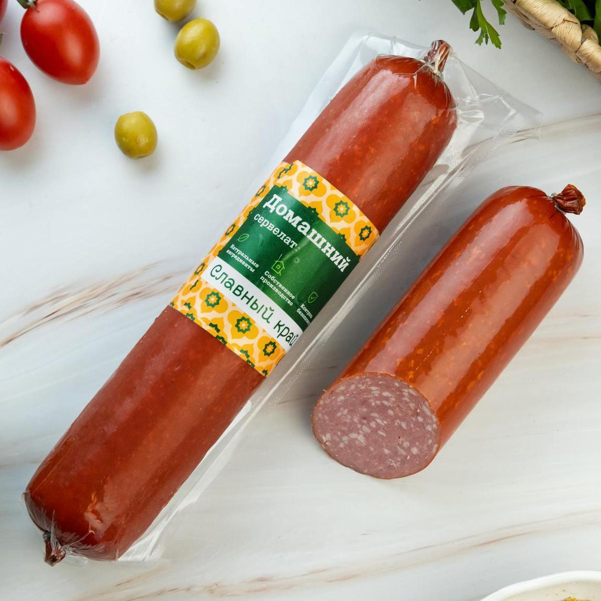 Сервелат "Домашний" колбаса варено-копченая Халяль